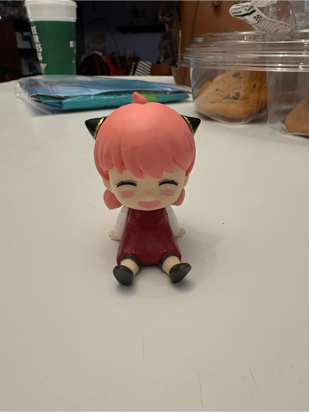 Cute Pink-Haired Sitting Anime Girl Figurine Anya
